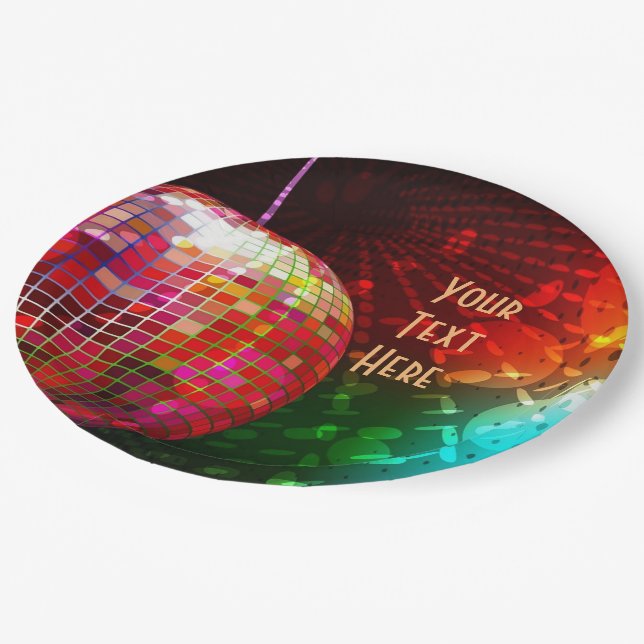 Disco Night 70's Retro Disco Ball Paper Plate (Angled)
