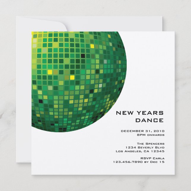 Disco Night New Year Party Invitation (Front)