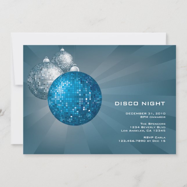 Disco Night New Year Party Invitation (Front)