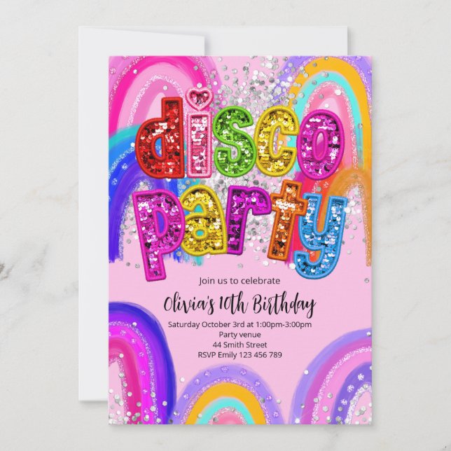 Disco Party Birthday Invitation (Front)