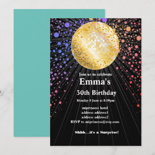 disco party dance party 70s gold disco ball invitation
