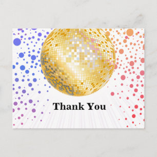 disco party dance party 70s gold disco ball invitation postcard