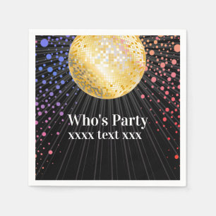 disco party dance party 70s gold disco ball napkin