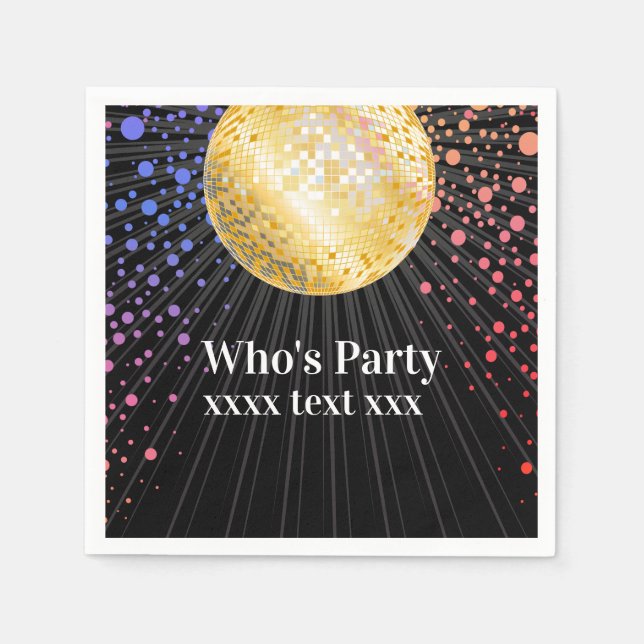 disco party dance party 70s gold disco ball napkin (Front)