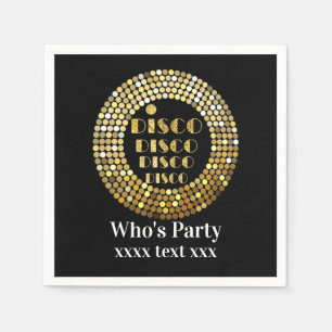 disco party dance party 70s gold disco ball napkin