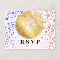disco party dance party 70s gold disco ball rsvp