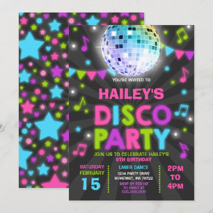 Disco Party Invitation Glow Disco Party Invite