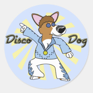 Disco Pembroke Welsh Corgi Classic Round Sticker