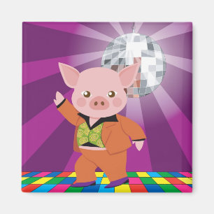 disco pig on the dance floor magnet