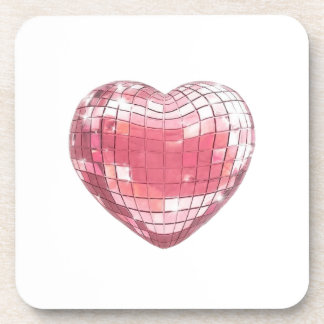 Disco Pink Heart Mouse Pad Coaster