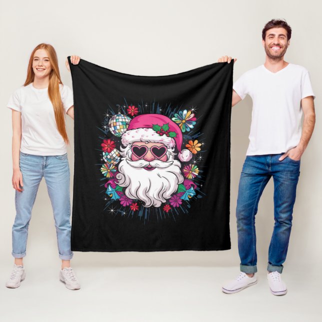 Disco Pink Santa Christmas Funny Xmas Party  Fleece Blanket (In Situ)
