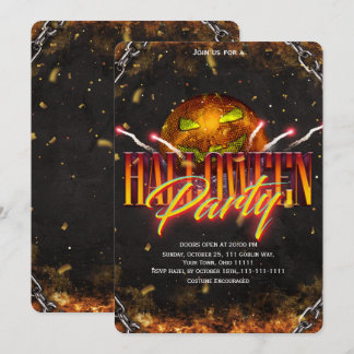 Disco Pumpkin Adult Halloween Party Invitation