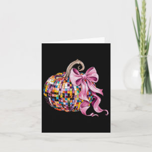Disco Pumpkin Coquette Bow Aesthetic Autumn Thanks Card