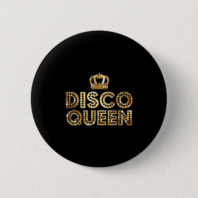 Disco queen, retro 70's disco matching couple gift 2 inch round button (Front)