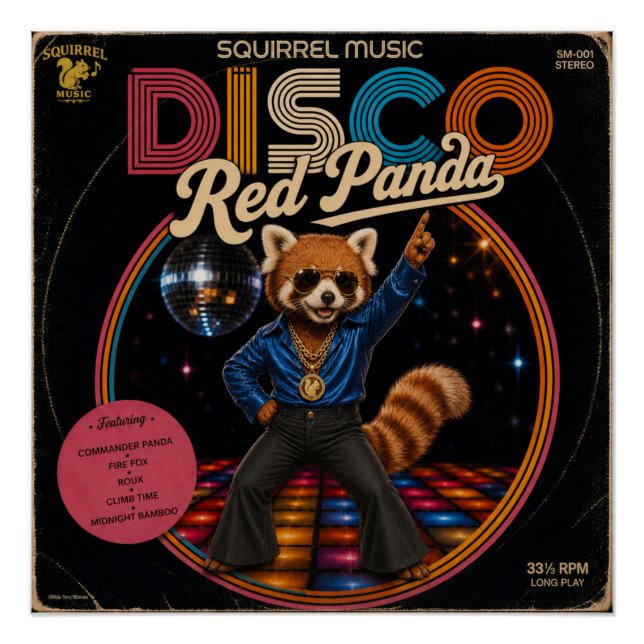 Disco Red Panda Poster (Front)