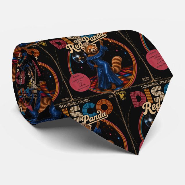 Disco Red Panda Tie (Rolled)