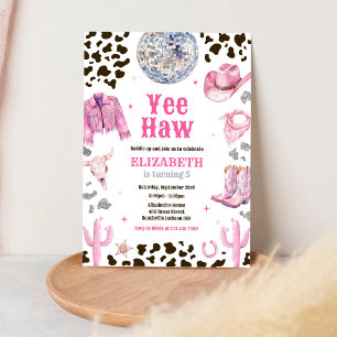 Disco Rodeo Space Cowgirl Birthday Invitation