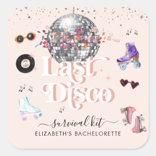 Disco Roller Skating   Bachelorette Survival Kit Square Sticker