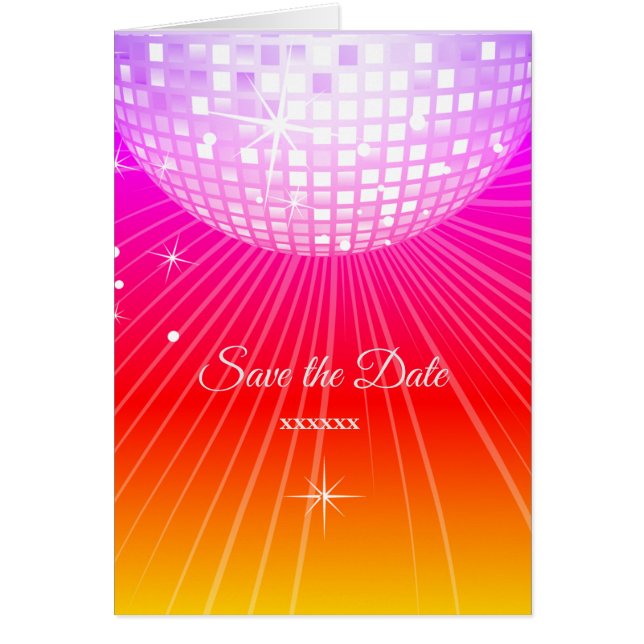 disco, save the date Card, Size: Standard(5" x 7") (Front)
