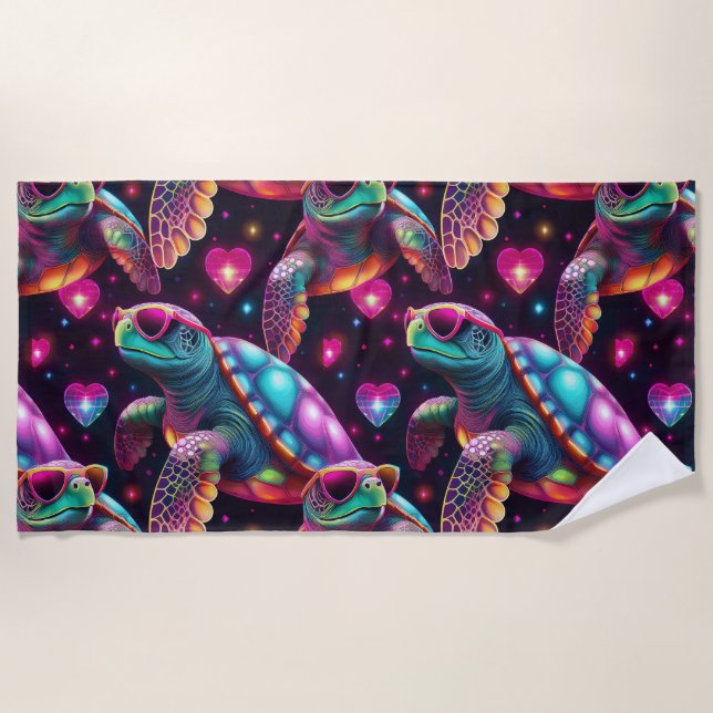 Disco Sea Turtle Beach Towel (Front)