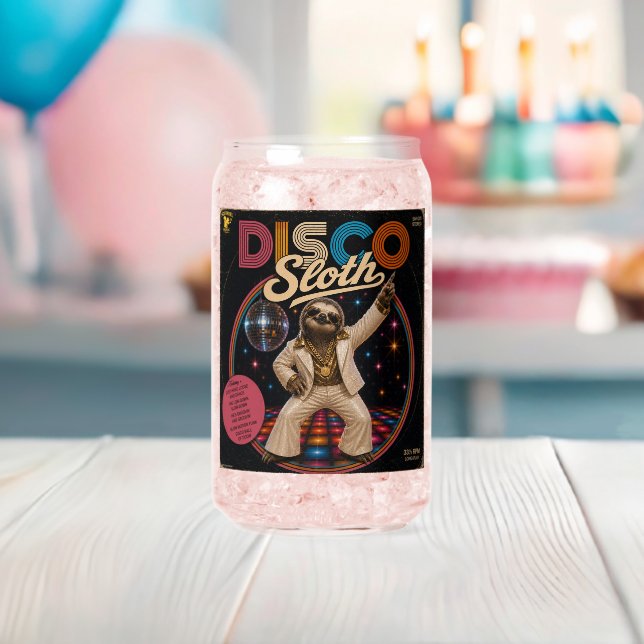 Disco Sloth Can Glass (Insitu (Baby Shower))