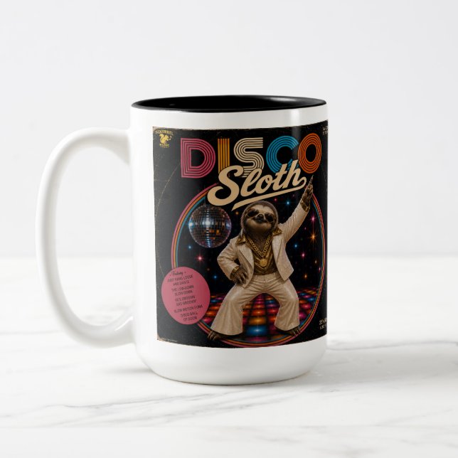 Disco Sloth Duo Two-Tone Coffee Mug (Left)