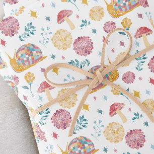 Disco Snail Garden Party Birthday Custom Wrapping Paper Sheet