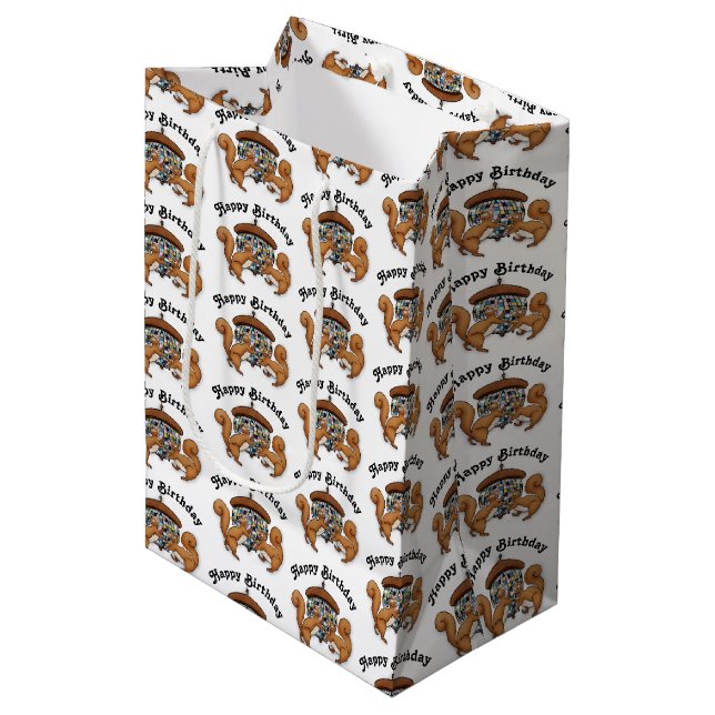 Disco Squirrels Birthday Medium Gift Bag (Front Angled)