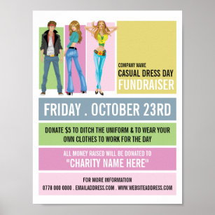 Disco Style, Casual Dress Day Fundraiser Advert Poster