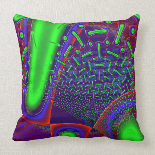 Disco Tech Dichroic Glass Fractal Throw Pillow