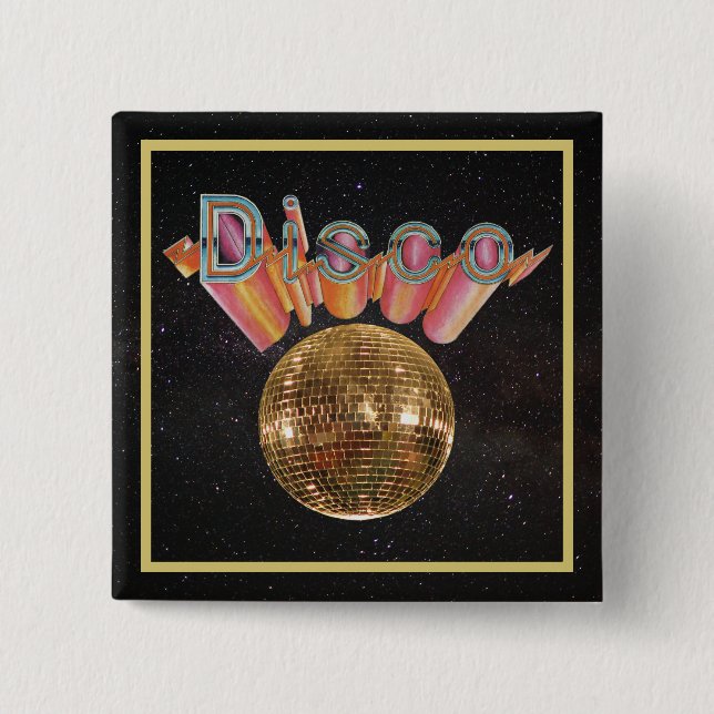 Disco the Night Away 2 Inch Square Button (Front)