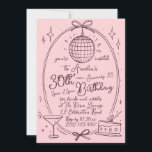 Disco Theme 30th Birthday Invitation for Women<br><div class="desc">Celebrate a milestone birthday with our customizable Purple and Pink Disco Theme 30th Birthday Invitation. This stylish invitation features a retro disco ball, cocktail glass, and cake illustration, all in a purple and pink colour scheme. Perfect for setting the tone for a fun and unforgettable night. Personalize the details to...</div>