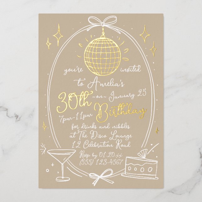 Disco Theme 30th Birthday Invitation Real (Front)