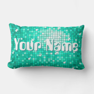 Disco Tiles Aqua 'Name' throw pillow lumbar