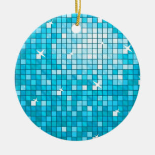 Disco Tiles Blue ornament round