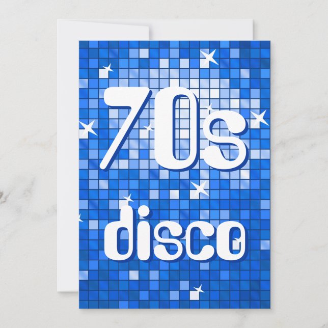 Disco Tiles Dark Blue 70s Disco invitation (Front)