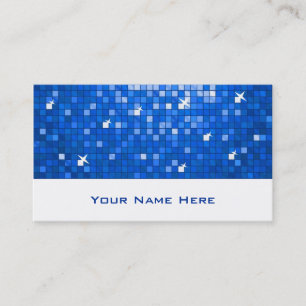 Disco Tiles Dark Blue business card white