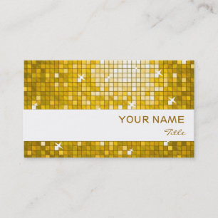 Disco Tiles "Gold" business card white stripe