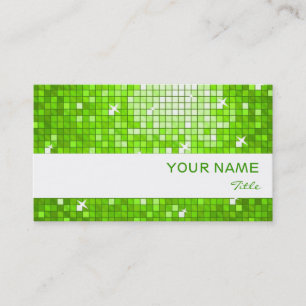 Disco Tiles Green business card white stripe