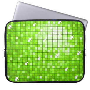 Disco Tiles Green laptop sleeve 15 inch