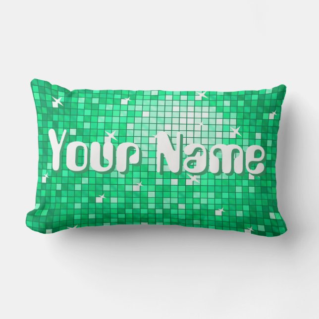 Disco Tiles Green 'Name' jetez oreiller lumbar (Recto)