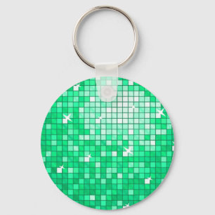 Disco Tiles "Jade" keychain round