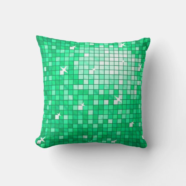 Disco Tiles Jade throw pillow square (Front)