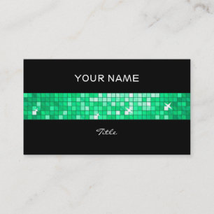 Disco Tiles Jade tile stripe black back Business Card