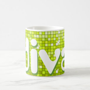 Disco Tiles Lime 'diva' mug