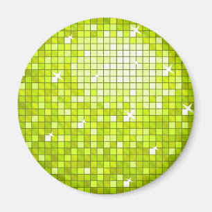 Disco Tiles Lime fridge magnet round