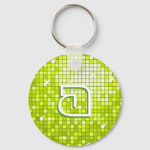 Disco Tiles Lime 'monogram' keychain round