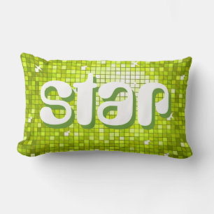 Disco Tiles Lime 'star' throw pillow amelia text