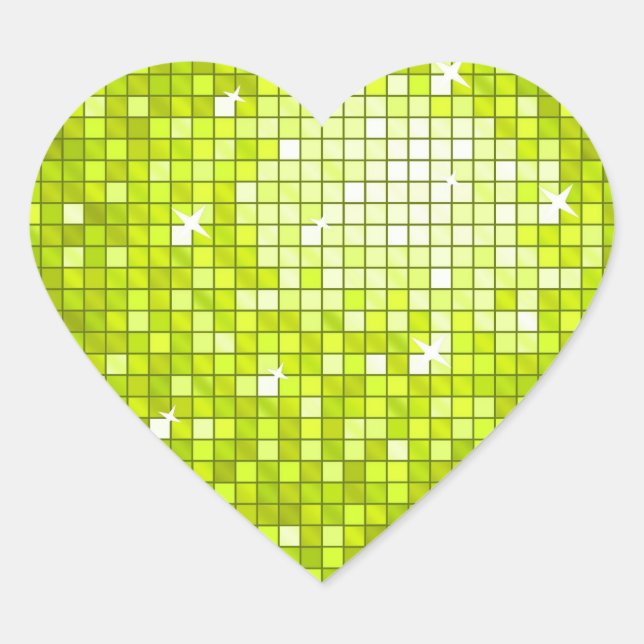 Disco Tiles Lime sticker heart (Front)