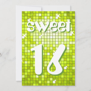 Disco Tiles Lime 'Sweet 16' invitation amelia text